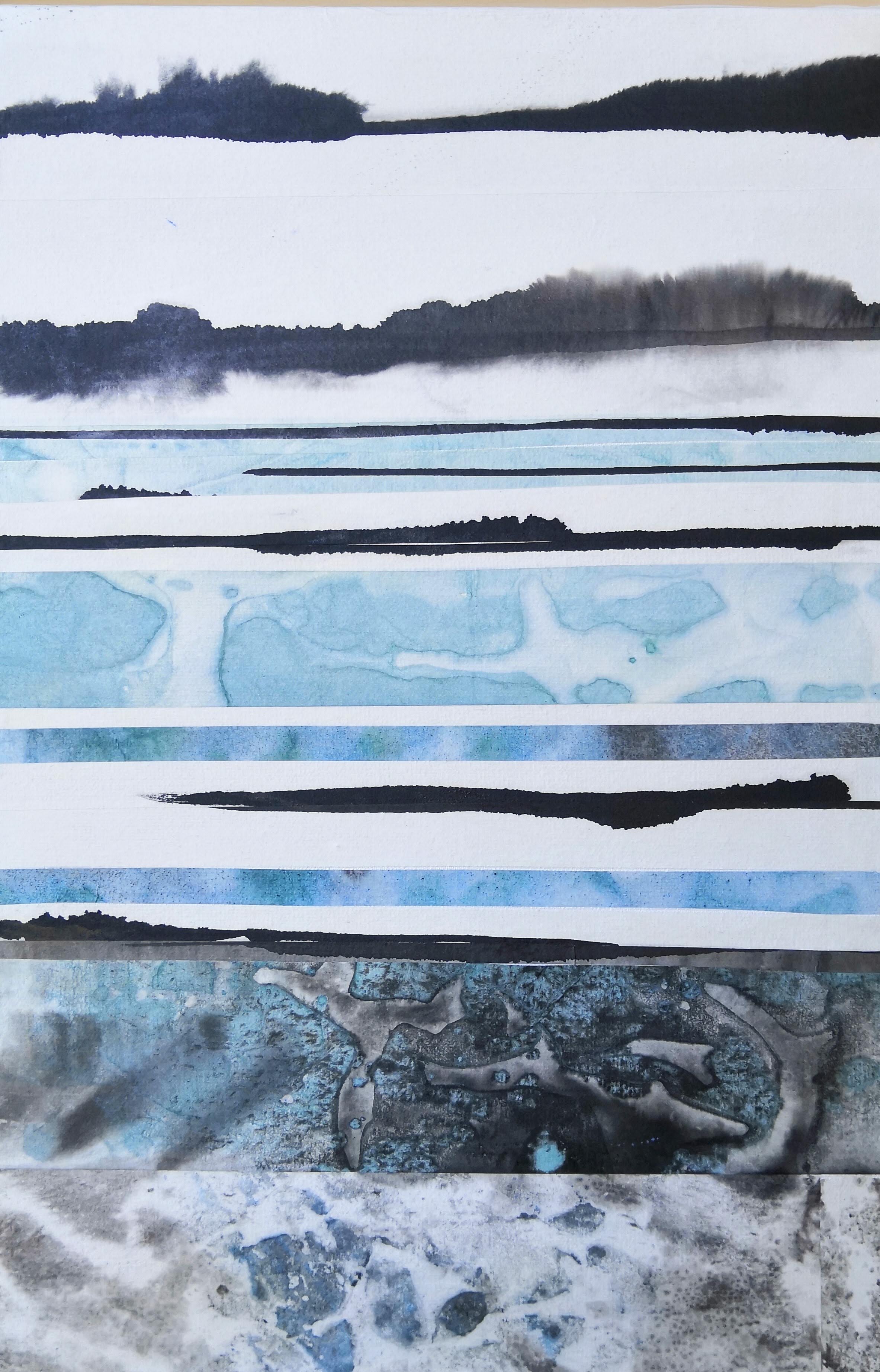 Oeuvre verticale abstraite sur papier clair